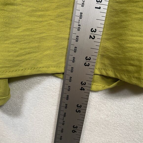 KLD Green Pleated Maxi Skirt Size L Made in USA Style AD-60332 High Low Hem Flow - Picture 10 of 10